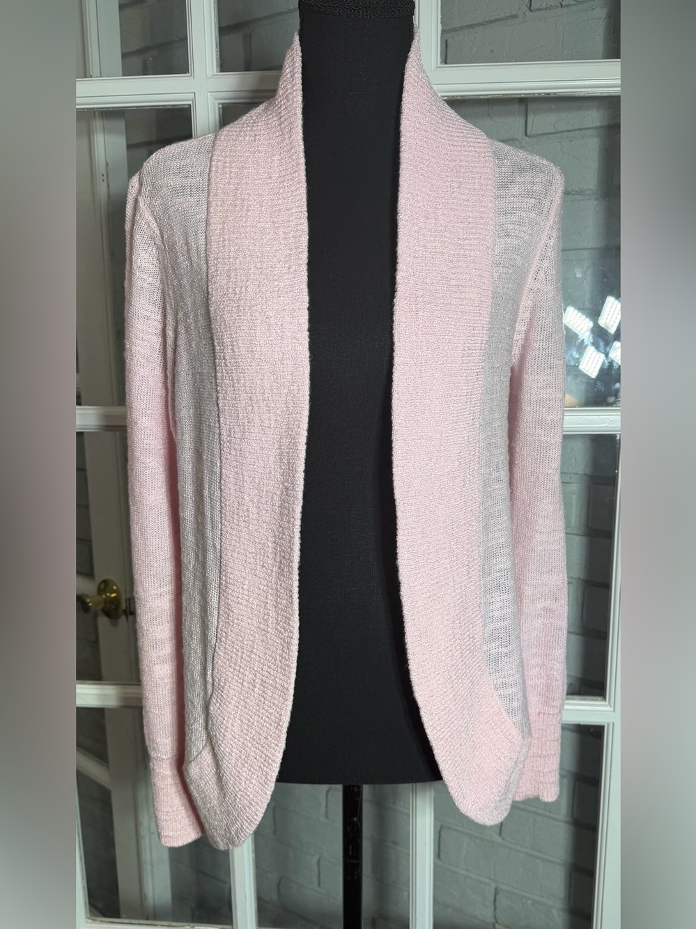 Lilly Pulitzer Cardigan Sweater Women L Light Pink Open Lightweight Knit